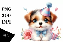 Baby Dog with Party Hat PNG Product Image 1