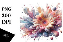 Glossy Gerbera in Material, Watercolor PNG Product Image 1