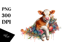 Colorful Baby Cow in Elizabethan Court, PNG Product Image 1