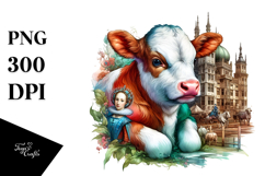 Colorful Baby Cow in Elizabethan Court, PNG Product Image 1