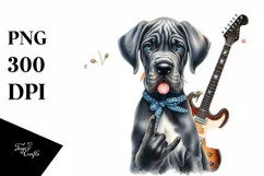 Baby Great Dane as Rock Star | Sublimation Clipart Product Image 1