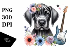Baby Great Dane as Rock Star | Sublimation Clipart Product Image 1