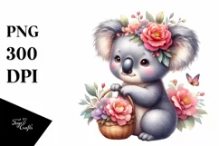 Whimsical Baby Koala with Flowers | Sublimation | Clipart Product Image 3
