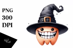 Funny Watercolor WIMSICAL Haloween Hat Smile | Sublimation Product Image 1