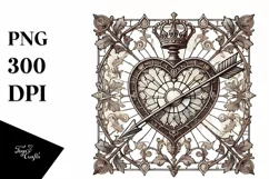 Vintage Hand-Drawn Stained Heart with Arrow, High-Res PNG Product Image 1