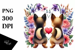 German Shepherd Heart Simple Flower PNG Product Image 1
