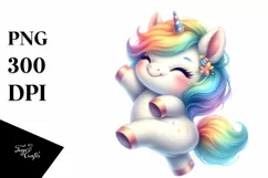 Cute Unicorn Dancing Watercolor | Sublimation | Clipart Product Image 3