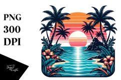 Tropical Island Sunset, PNG Product Image 1