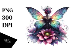 Gothic Fairy on Flower PNG Product Image 1