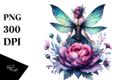 Gothic Fairy on a Flower PNG Product Image 1