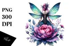 Gothic Fairy on a Flower PNG Product Image 1
