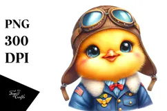 Smiling Chicken in Aviator Suit, PNG Product Image 1