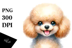 Happy Poodle in Watercolor PNG Product Image 1