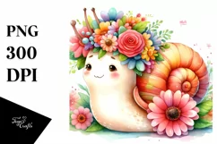 Watercolor Snail Flower Crown | Sublimation Clipart Product Image 3