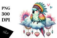 Colorful Boho Parrot on Cloud, Transparent PNG Product Image 1