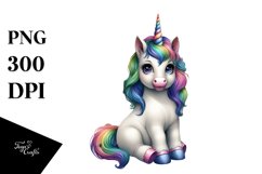 Colorful Baby Unicorn at Street Corner, PNG Product Image 3