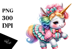 Colorful Baby Unicorn in Polka Dancer Costume, PNG Product Image 1
