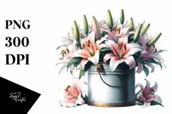 Watercolor Can Filled with Lily|Clipart Product Image 3