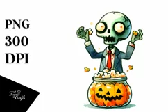 Simple Funny Zombie Halloween Clipart PNG Product Image 3