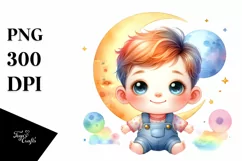 Colorful Watercolor Smiling Baby Clipart Product Image 1