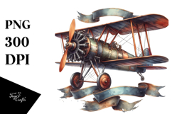 Vintage Rusty Biplane with Ribbons PNG Product Image 1