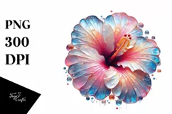 Shiny Round Hibiscus Watercolor Splash Clipart Product Image 1