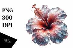 Shiny Round Hibiscus Watercolor Splash Clipart Product Image 1