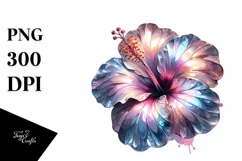 Shiny Round Hibiscus Watercolor Splash Clipart Product Image 1