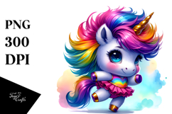 Cute Dancing Unicorn with Cool Haircut, Funny PNG Product Image 1