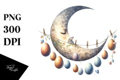 Colorful Moon with Hanging Eggs PNG Product Image 1
