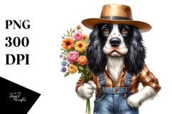 Funny English Springer Spaniel Flower Bouquet Watercolor | Product Image 3