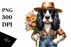 Funny English Springer Spaniel Flower Bouquet Watercolor | Product Image 3