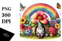 Gnome House Rainbow Butterfly | Sublimation Clipart Product Image 3