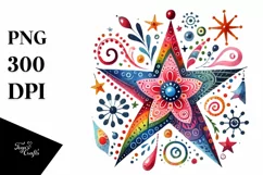 Simple Colorful Whimsical Star, PNG Product Image 1