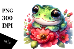 Colorful Baby Frog Cuddling | Sublimation Clipart Product Image 1