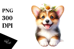 Watercolor Happy Pembroke Welsh Corgi PNG Product Image 1
