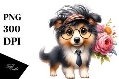 Baby Collie Flower Bouquet Watercolor | Sublimation | Product Image 3