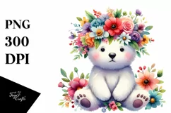 Cartoon-Style Watercolor Polar Bear PNG Product Image 1