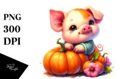 Vibrant Baby Pig Pumpin | Sublimation Clipart Product Image 1