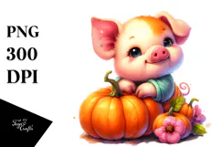 Vibrant Baby Pig Pumpin | Sublimation Clipart Product Image 1