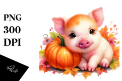 Vibrant Baby Pig Pumpin | Sublimation Clipart Product Image 1