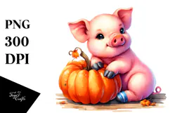 Vibrant Baby Pig Pumpin | Sublimation Clipart Product Image 1