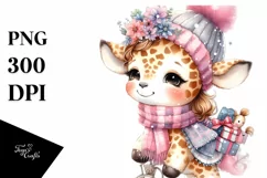 Simple Baby Giraffe Sleigh PNG Product Image 1