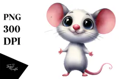 Watercolor Funny Mouse | Funny Smile Clipart Product Image 1