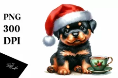 Rottweiler with Santa Hat, Transparent PNG Product Image 3