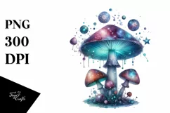 Detailed Celestial Mushroom Watercolor Splash PNG Product Image 3