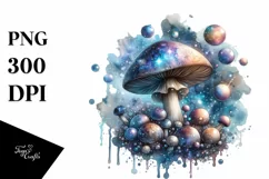 Mystical Celestial Mushroom Watercolor PNG Product Image 1