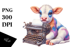 colorful Baby Cow with Typewriter Product Image 1