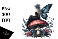 Gothic Fairy on Mushroom PNG Product Image 1