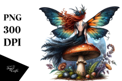 Gothic Fairy on Mushroom PNG Product Image 1